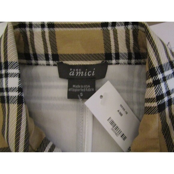 NWT Pure Amici Womens Brown Checkered Button Front Blazer Jacket Size S - Picture 6 of 6